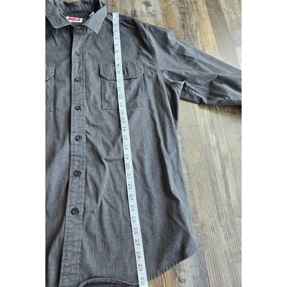 Wrangler Mens Long Sleeve Shirt Gray Work Utility Layers Button Up Pockets Large - Picture 9 of 9